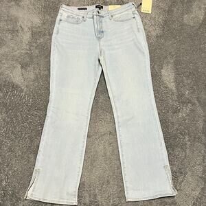 NYDJ Jeans Womens 12 Barbara Boot Side Slit Oceanfront Light Blue Pants